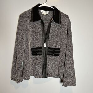 Vintage Saint Germain black and gray zip-up jacket black trim Large Made In USA